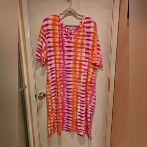 Vibrant Tie-Dye Maxi Dress - Pink & Orange